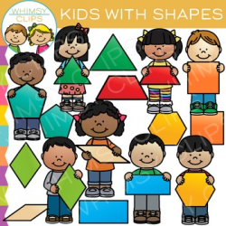 Kids With 2D Shapes Clip Art