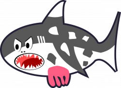 Clipart - Black, White & Red Cartoon Shark Cow