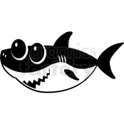 black and white baby shark cut file facing left clipart. Royalty-free  clipart # 409229