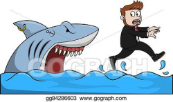 EPS Vector - Shark attack business man. Stock Clipart ...