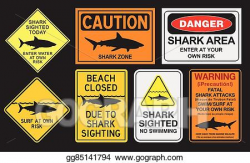 Vector Illustration - Shark warning signs. EPS Clipart ...
