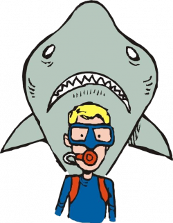 Shark Underwater diving Clip art - The scorer is caught by the shark ...