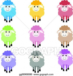 Vector Stock - Cute sheep in different colors. Clipart ...
