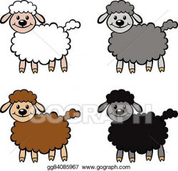 Vector Clipart - Color cartoon sheep set. Vector ...