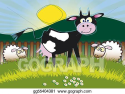 Stock Illustration - Cartoon cow and sheep. Clipart ...