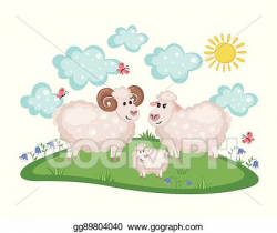 Vector Illustration - Happy sheep family. father, mother and ...