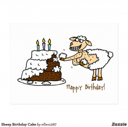 Sheep Birthday Cake Postcard | Zazzle.com | Humor and ...