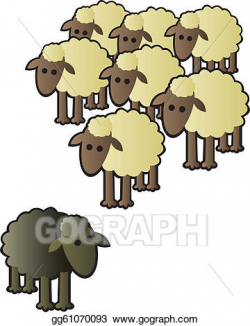 Vector Illustration - Black sheep and flock. EPS Clipart ...
