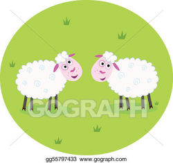 Vector Art - Two white sheep. Clipart Drawing gg55797433 ...