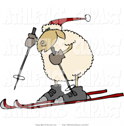 Clip Art of an Anthropomorphic Sheep Skiing down the Hill in ...