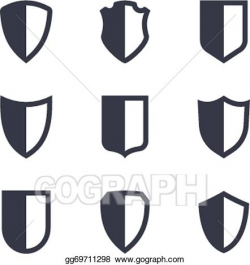 EPS Vector - Shield frames simple icons set. Stock Clipart ...