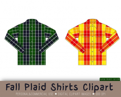 Plaid Fall Shirt, Plaid Shirt, Flannel Shirt, Checkered Shirt, Back to  School, Long Sleeve Shirt Clipart, Fall Party Clipart || Printable