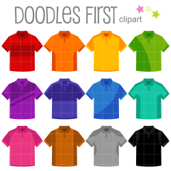 Colorful Polo Shirts Clip Art Set