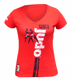 FUJI Sports USA Judo T-Shirt, Women's, Red