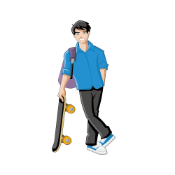 Boy Girl Cartoon Clip art - Male blue shirt skateboard 1000*1000 ...