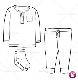 Infant Shirt, Pant and Socks Fashion Flat Template