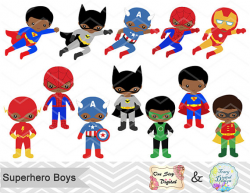 24 Superhero Boys Digital Clipart, Superhero Clip Art, Boy ...