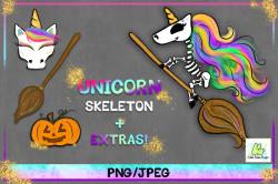 Halloween, Unicorn Skeleton, Clipart, Sublimation, Pumpkin ...