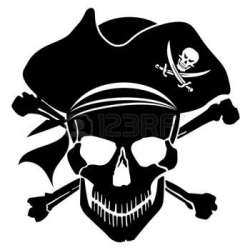 pirate ship sea: Pirate Skull Captain with Hat and Cross ...