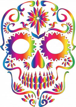 Clipart - Rainbow Sugar Skull Silhouette No Background