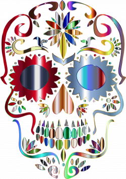 Clipart - Prismatic Sugar Skull Silhouette 5 No Background