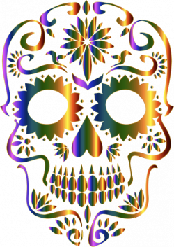 Clipart - Chromatic Sugar Skull Silhouette No Background