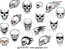 Vector Illustration - Horror, halloween and danger skulls ...