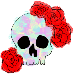 watercolour skull with roses flowers | Julie Erin Designs