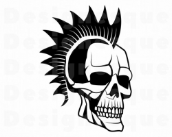 Punk Skull #2 SVG, Skull Svg, Punk Svg, Mohawk Svg, Skull ...