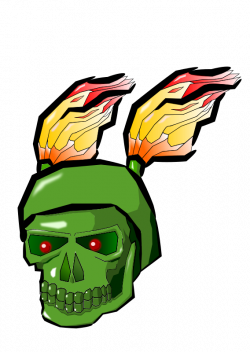 Clipart - Green Skull with Flames