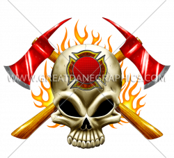 Fire Fighter Skull | Production Ready Artwork for T-Shirt Printing