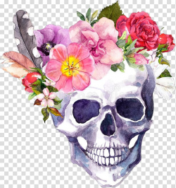 Free download | Human skull and flowers illustration, Skull ...