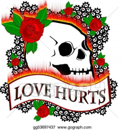 Stock Illustrations - Love hurts skull red. Stock Clipart ...