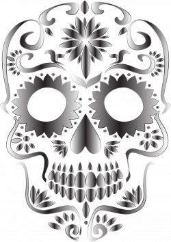 Clipart - Monochrome Sugar Skull Silhouette No Background