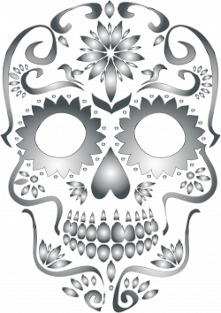 Clipart - Stainless Steel Sugar Skull Silhouette No Background