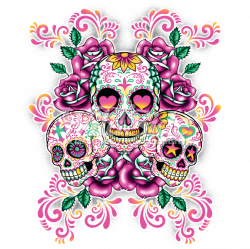 3 SUGAR SKULLS WITH FLORAL BACKGROUND | The Wild Side