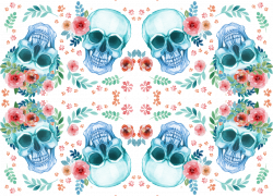 Sugar Skull Watercolor Spring Flowers wallpaper - khaus - Spoonflower