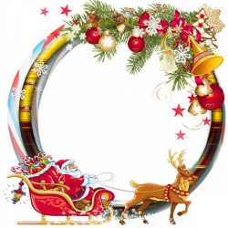 Round Transparent PNG Christmas Photo Frame with Santa Sleng ...
