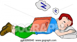 Vector Illustration - Boy falling asleep while studying ...