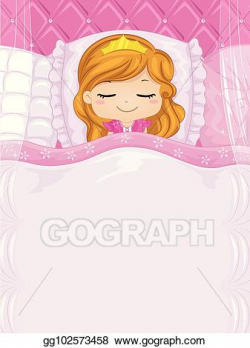 Clip Art Vector - Kid girl princess sleep bed background ...