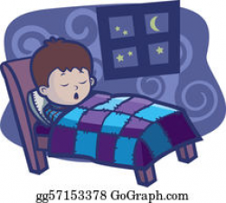 Clip Art Vector - Little boy sleeping in bed. Stock EPS ...