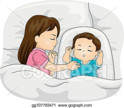Vector Clipart - Kids toddler sibling sleep illustration ...