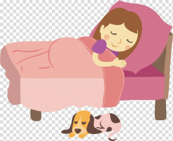 Woman sleeping on pink bed art illustration, Sleep Pregnancy ...