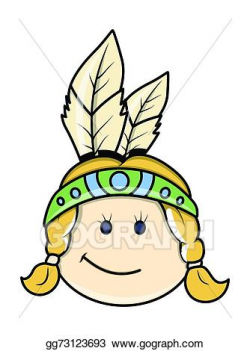 Vector Stock - Happy red indian kid girl face. Clipart ...