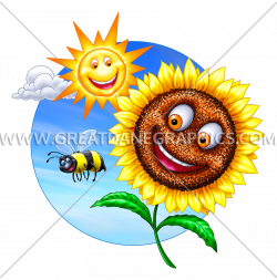 Sunflower Smile | Production Ready Artwork for T-Shirt Printing
