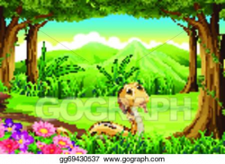 Vector Illustration - A snake at the forest. EPS Clipart ...