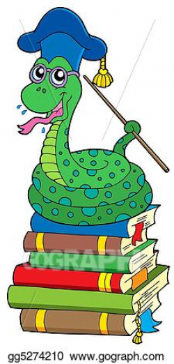 Stock Illustrations - Snake teacher on pile of books. Stock ...