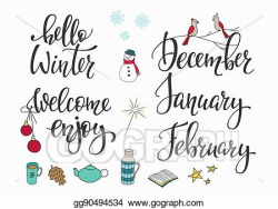 EPS Vector - Hello winter december january february set ...