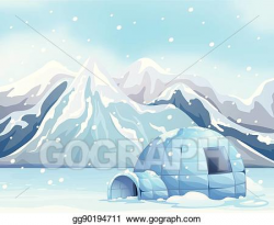 EPS Vector - Scene with igloo on snow ground. Stock Clipart ...