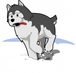 Clipart - husky running in snow